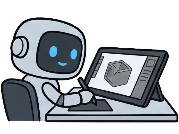 Robůtek modeluje v CAD programu